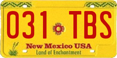 NM license plate 031TBS