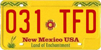 NM license plate 031TFD