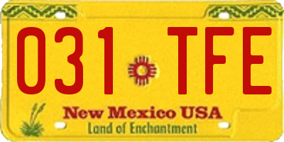 NM license plate 031TFE