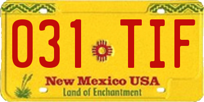 NM license plate 031TIF