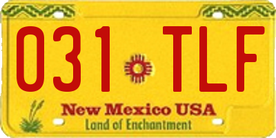 NM license plate 031TLF
