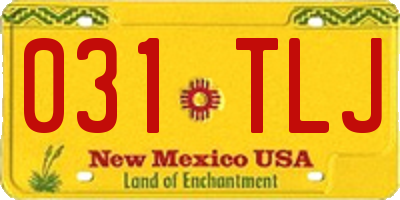 NM license plate 031TLJ