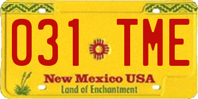 NM license plate 031TME