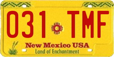 NM license plate 031TMF