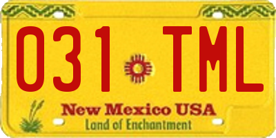 NM license plate 031TML