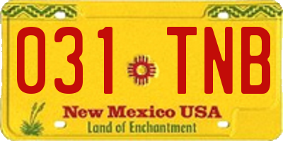 NM license plate 031TNB