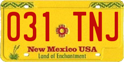 NM license plate 031TNJ