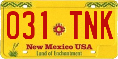 NM license plate 031TNK