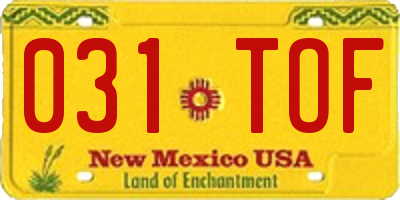 NM license plate 031TOF