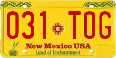 NM license plate 031TOG