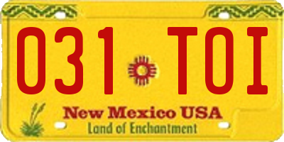 NM license plate 031TOI