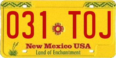 NM license plate 031TOJ
