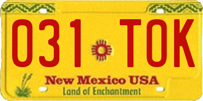 NM license plate 031TOK