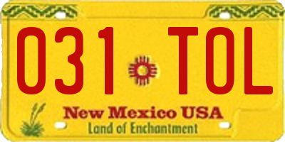 NM license plate 031TOL