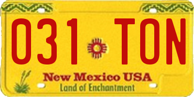 NM license plate 031TON