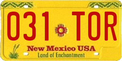 NM license plate 031TOR