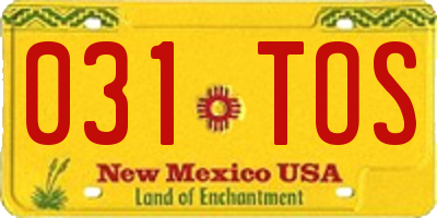 NM license plate 031TOS
