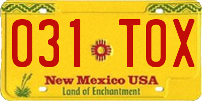 NM license plate 031TOX