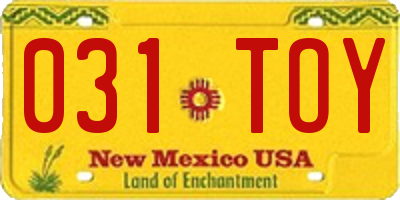 NM license plate 031TOY