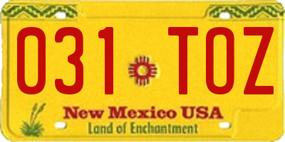 NM license plate 031TOZ