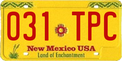 NM license plate 031TPC