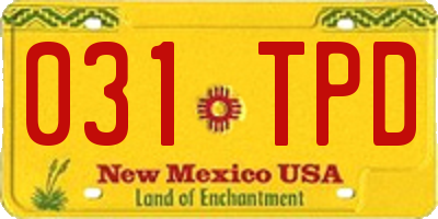NM license plate 031TPD