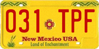 NM license plate 031TPF