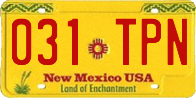 NM license plate 031TPN