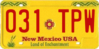 NM license plate 031TPW