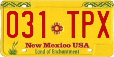 NM license plate 031TPX