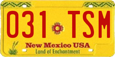 NM license plate 031TSM