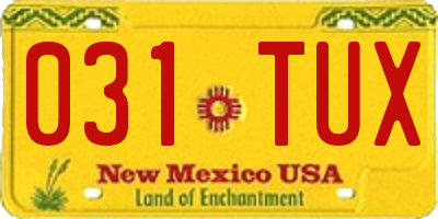 NM license plate 031TUX