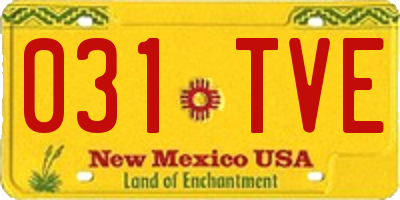 NM license plate 031TVE