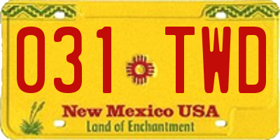 NM license plate 031TWD