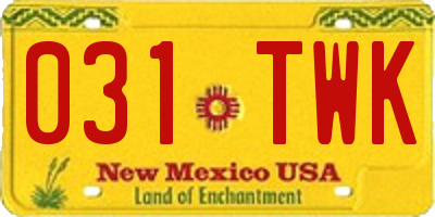 NM license plate 031TWK