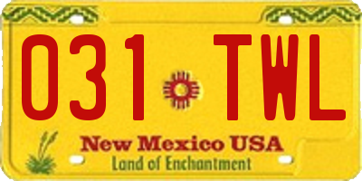 NM license plate 031TWL