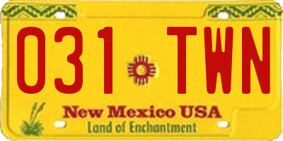 NM license plate 031TWN