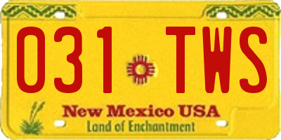 NM license plate 031TWS