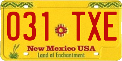 NM license plate 031TXE