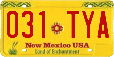 NM license plate 031TYA