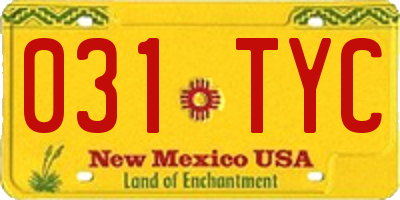NM license plate 031TYC