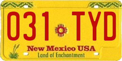 NM license plate 031TYD