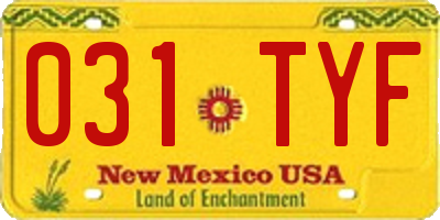 NM license plate 031TYF