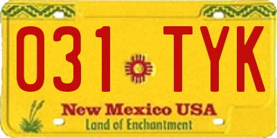 NM license plate 031TYK