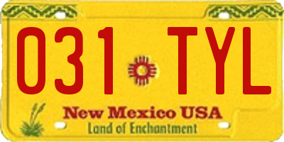 NM license plate 031TYL