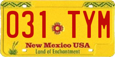 NM license plate 031TYM