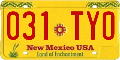 NM license plate 031TYO