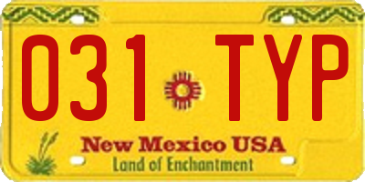 NM license plate 031TYP