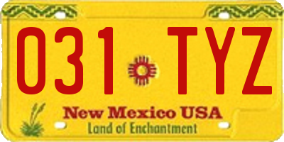 NM license plate 031TYZ