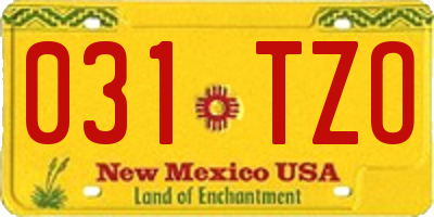 NM license plate 031TZO